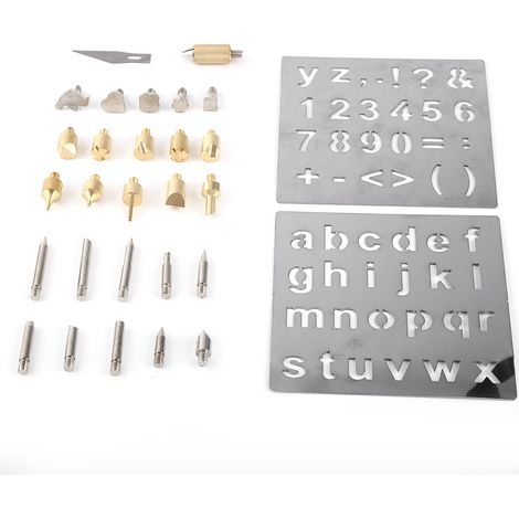 1 Kit de pochoirs pour pyrogravure avec lettres, chiffres et symboles pour bois (1/5)