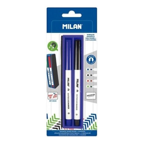 Blister mit magnetischem Radiergummi + 4 Milan Whiteboard-Markern