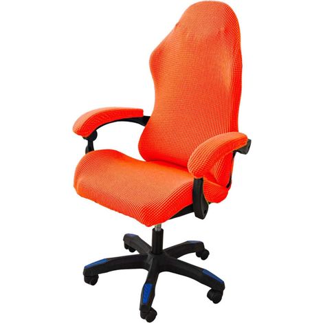 4 Pièces HoussedeChaisedeBureauavecAccoudoirs,HoussesdeChaise de Gaming,HousseFauteuilBureau Lavable,Antidérapant,convientauxchaises de jeu,chaises d'ordinateur,chaises pivotantes (couleur orange) (1/5)