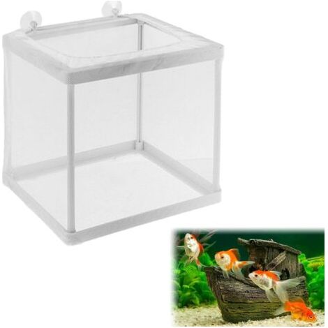 Boîte D'Élevage De Poissons, Filet D'Élevage Aquarium, Boîte D'isolation pour Aquarium, avec 4 Ventouses, Incubateur de Poissons D'aquarium pour Poisson Réservoir, 16 14 15CM