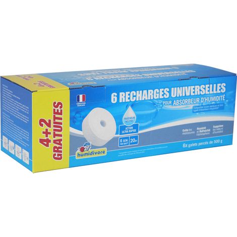 Humidivore 6 Recharges Universelles Galet Neutre 500g Dont 2 Gratuites - Humidivore