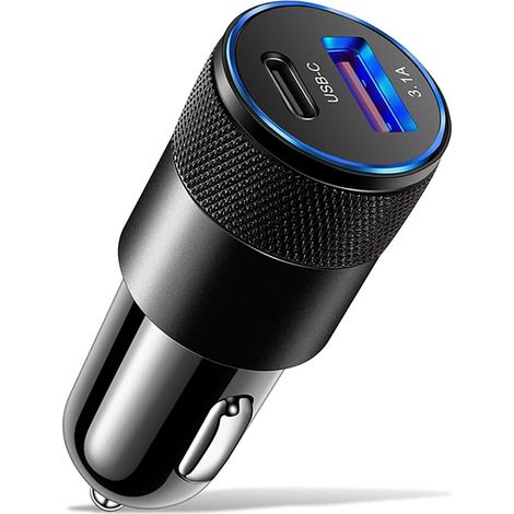 1 Chargeur Voiture Double Port USB-C USB-A 38W PD QC Compatible Smartphone Tablette GPS (1/5)