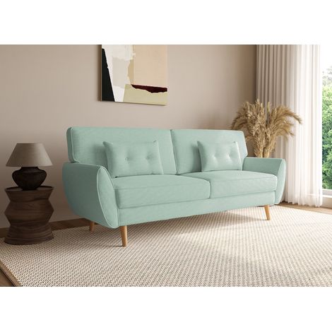 Deco In Paris – Canapé convertible clic clac 3 places – Tissu vert d'eau – Pieds en bois – Dimensions couchage 170 x 114 cm – Design scandinave