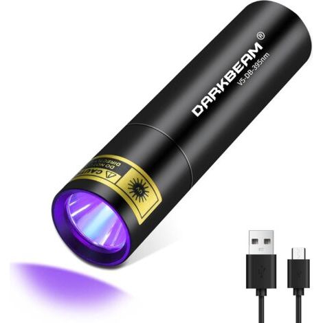 Lampe Torche UV Lumière Noire 395nm Rechargeable, Lampe de Wood LED Petite Lampe UV, Lampe de poche Ultraviolet pour resine, ongles gel, détecteur d'urine de chat, Mini mais puissant (1/5)
