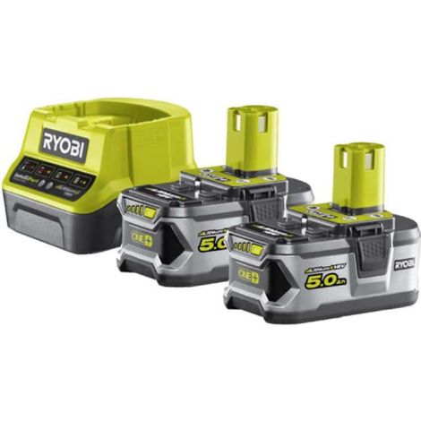 [JAMAIS UTILISÉ] Pack 2 batteries RYOBI 18V One+ 5.0Ah LithiumPlus - 1 chargeur rapide 2.0Ah RC18120-250 (1/4)