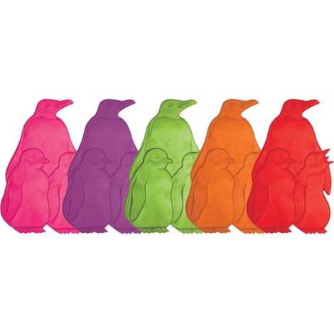 Set de 5 pegatinas de figuras antideslizantes para ducha o bañera Pingüinos de Goma 9,2x15cm Multicolor MSV