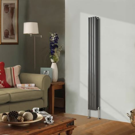 Designer Radiator 1800x236mm Double Oval Column Vertical Anthracite (1/5)