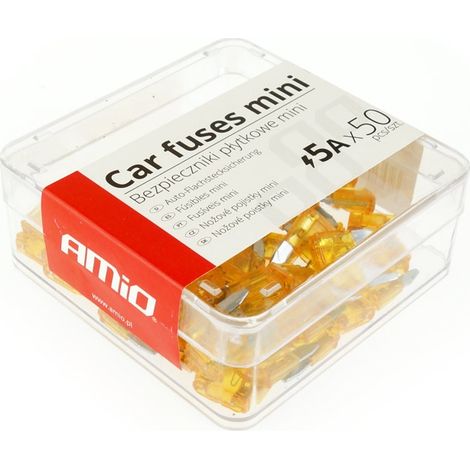 Mini-Flachsicherungen für Autos, 50 Stück, 5A, amio-02217