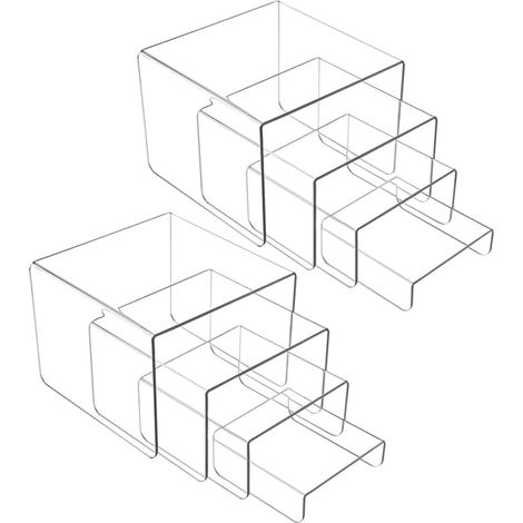 8 Pack 4-Tier Clear Acrylic Riser, Multi-Function Clear Acrylic Stand for Cupcakes Cosmetics Collectibles (Square) (1/2)