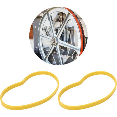 Roue de scie à ruban jaune en 2 pièces pour le travail du bois avec anneau en caoutchouc antidérapant et antibruit, 12,55 mm de large et 3,17 mm d'épaisseur, adaptée aux roues de scie à ruban de 8 pou (1/5)