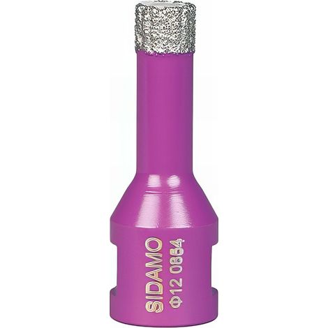 Sidamo – Trépan diamant à sec M14 – D. 12 mm – Longueur 35 mm – Pour céramique, grès, granit – Perçage horizontal et vertical