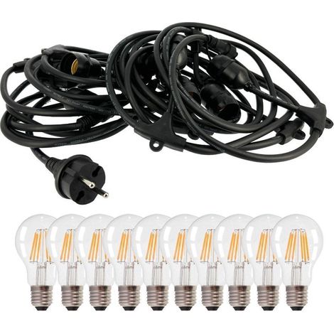 Ghirlanda di stalattiti Guinguette 10 lampadine a LED Filamento E27 10 metri Interconnettibili