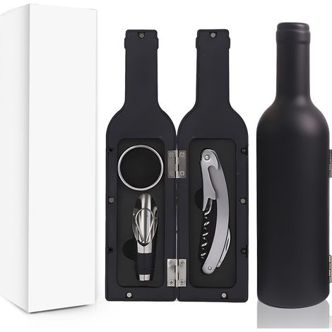 3pcs set d'ouvre-bouteilles de vin personnalisé, kit d'outils pour vin : tire-bouchon, coupe-feuille, bague anti-goutte, verseur de vin, bouchon de bouteille. Cadeau pour maison, fête, Saint-Valentin (1/4)