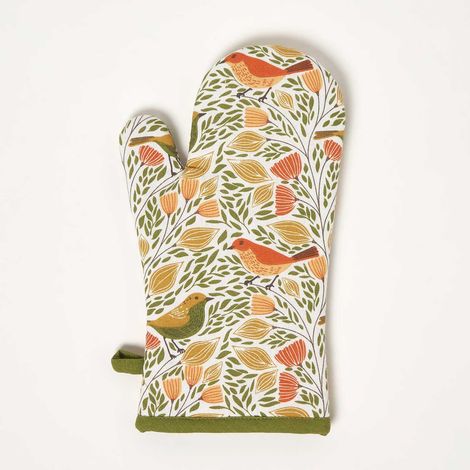 HOMESCAPES 100% Cotton Song Bird Oven Mitt (1/5)