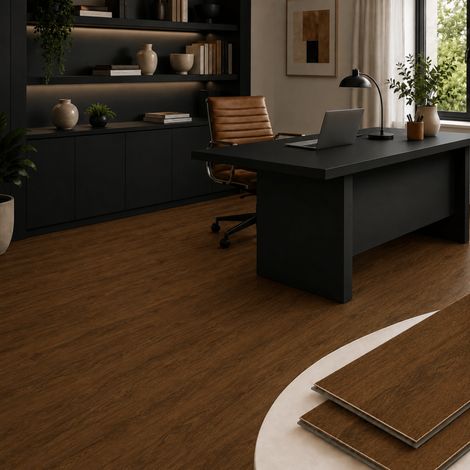 Suelo SPC encajable de alta resistencia todo en uno, imitación madera de Álamo, 1,95 m² (capa de uso 0,5 mm) - Color Álamo, 5 mm de grosor, 228 mm de ancho, 1222 mm de largo