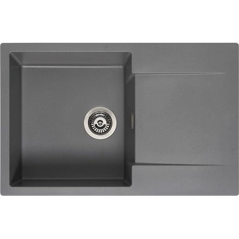 Reginox Einbauspüle mit Abtropffläche Amsterdam 78 - robustes Spülbecken aus Granit, grey silvery (1/5)