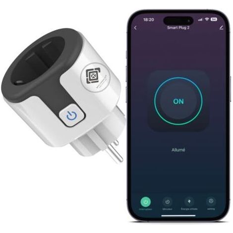 Prise connectée 20 A Tuya WiFi compatible avec Alexa et Google Home, programmable avec compteur d'énergie, commande vocale et télécommande Tuya. (1/5)