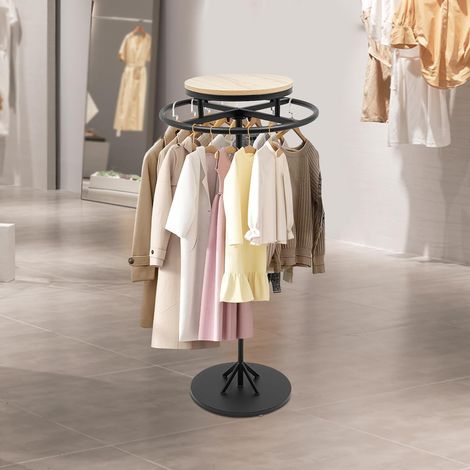 Cintre rond multifonctionnel 360 ° pivotant cintre rond vente au détail stand alone cintre boutique chambre magasin de vêtements 60x140cm (1/5)