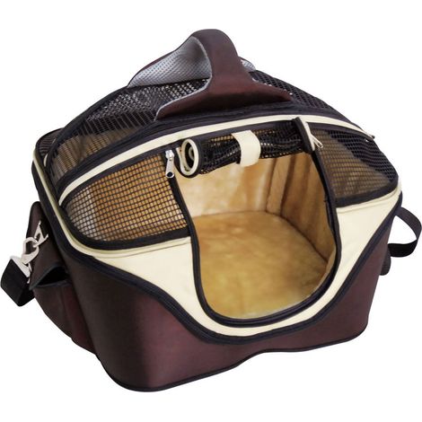 Convoyeur S 42x33x29 cm max 12 kg: Niche de transport pour chien avec bandoulière et coussin interne modèle Fast&Easy pour chiens et chats