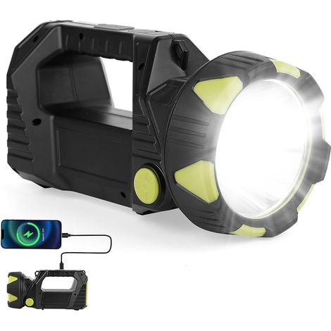 Lampe torche LED rechargeable, super lumineuse avec 8 modes, lampe de poche portable, lampe torche de camping, lampe de travail puissante pour réparation de randonnée en plein air (1/5)