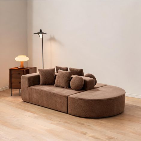 Canapé modulable en chenille marron sans assemblage (1/5)