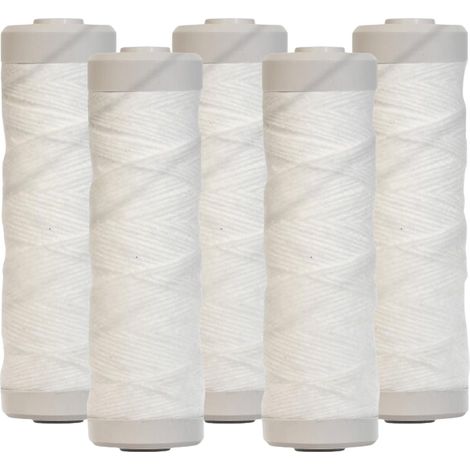 Lot de 5 Cartouches Bobinée Filtre à Eau Anti Sédiments 9 pouces 3/4 - 20 microns Compatibles Filtre 10 pouces
