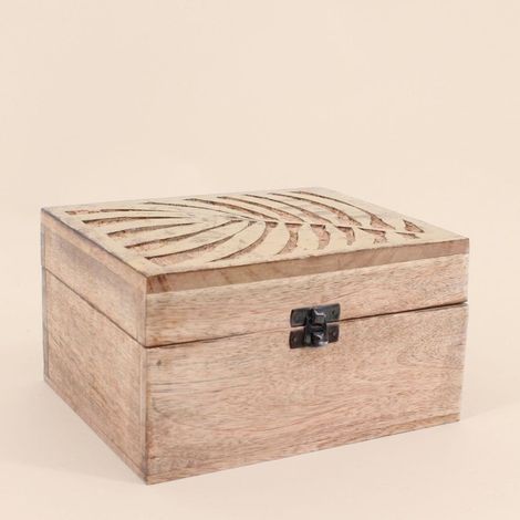 Boite en bois couvercle or 21x17cm (1/3)
