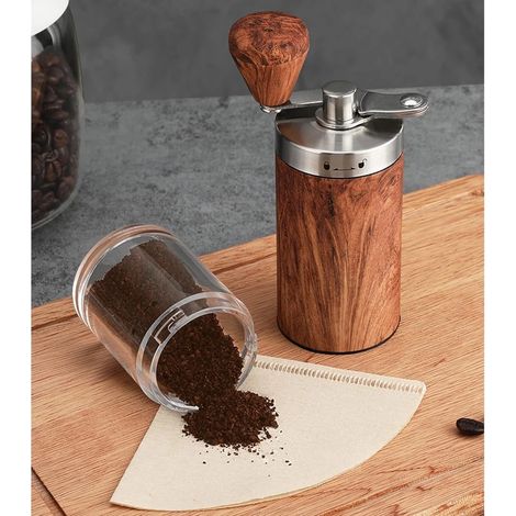 Moulin à café manuel, en acier inoxydable et en bois, portable, pour expresso, café à la française et café filtre, pour une utilisation à la maison et en voyage.-AquaForge (1/5)
