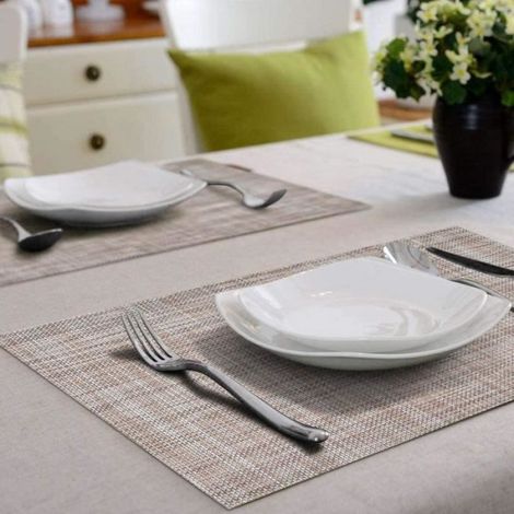 Set de Table - - Lot de 8 - Vinyle tissé - Lavable - Rectangulaire (1/4)