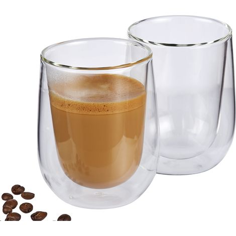 Verres à café au lait Cilio, lot de 2, à double paroi, 0,25 l, diamètre 9 x 11 cm (1/3)