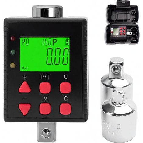 Medidor de par digital con pantalla retroiluminada, dos modos de funcionamiento, cinco unidades ajustables, alarma sonora e indicador LED. (1/5)