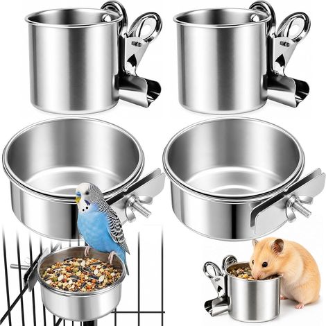Lot de 4 Mangeoire Oiseaux Cage Acier Inoxydable (1/5)