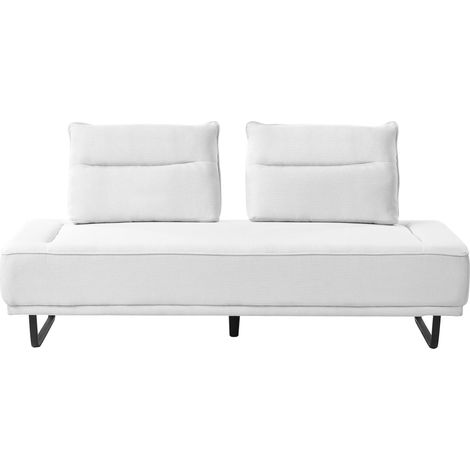 Divano moderno imbottito Divano da appartamento 3 posti Gambe in ferro Tessuto intrecciato Schienale regolabile Bianco Faxen