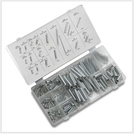 Sortiment an Druck- und Zugfedern mit Aufbewahrungsbox, Metallfedern-Set, Zugfedern, 200 Stück (1/5)