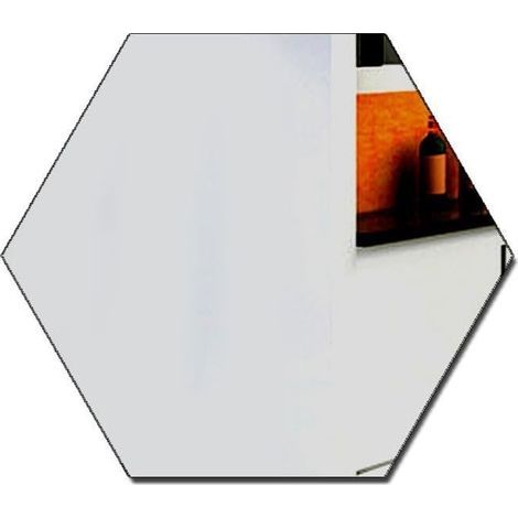 JSSEVN - 24 Pieces Mirror, Acrylic Material Mirror Tiles, Self-Adhesive Wall Mirrors, Waterproof Wall Stickers, Hexagonal Wall Stickers (1/5)