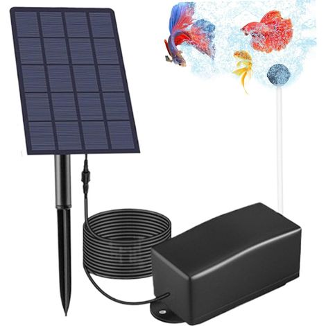 Aireador solar para estanque 6V 2W 2 piedras de burbujas de aire IP64 Bomba solar impermeable para estanque con conexión de cable Aireador de 118 pulgadas Bomba de aire exterior para el hogar Acuario  (1/5)