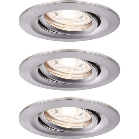 Spot encastré LED Nova mini Plus Coin EasyDim rond orientable incl. 3x4,2 watts gradable Spot encastré pour plafond Acier brossé Lampe encastrée aluminium Blanc chaud 2700 K (1/5)