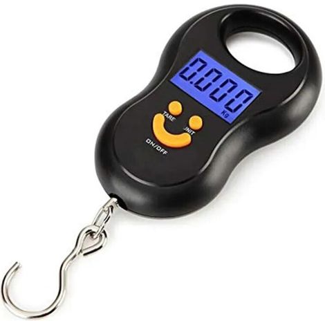 Balance électronique noire à suspendre 50kg 10g LCD rétro-éclairage balance numérique poids de pêche balance de poche balance à bagages (1/5)