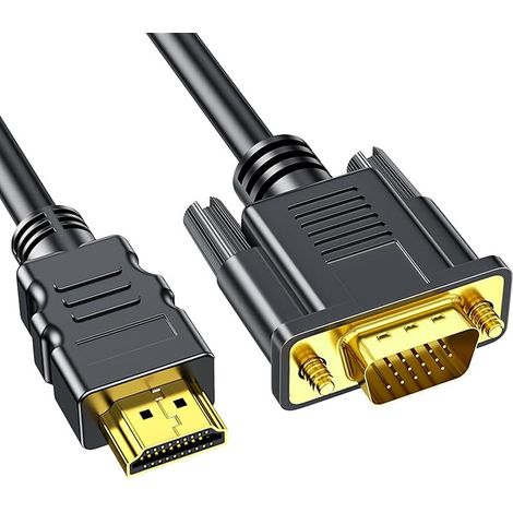 Câble HDMI vers VGA, 1.8m HDMI Male vers VGA Male, Câble Adaptateur en Plaqué, Compatible avec Ordinateur Portable, Ordinateur de Bureau, Projecteur, HDTV (1/5)
