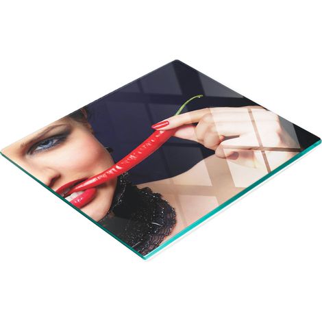 Tagliere e vassoio decorativo in vetro "Chili Woman" 60x52 cm (1/5)
