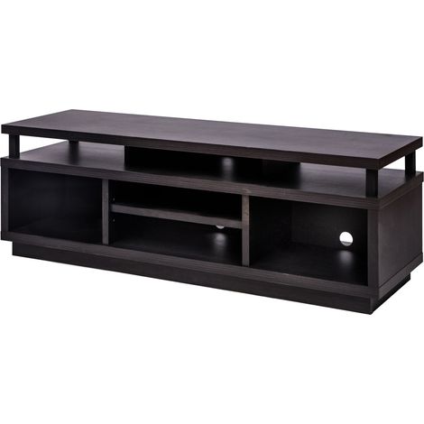 Iris Ohyama, Meuble TV, Meuble tele, Banc TV, Support télévision pour ecran jusqu'à 55 pouces, 5 Etagères, Sortie-câbles, Contemporain, Chambre, Salon -TV Cabinet Middle OTS-125M - Chêne noir