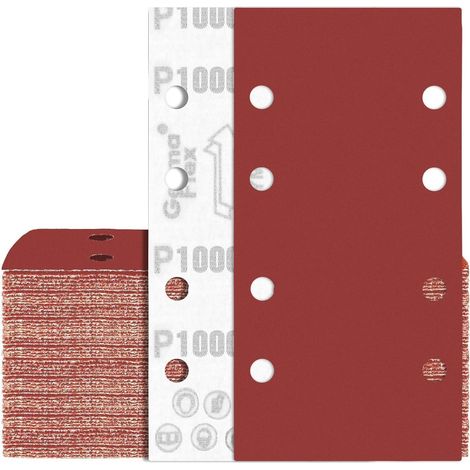 Schleifpapier 80 Stück 93x185 mm Klett Körnung 1000 8 Loch P1000 (1/5)
