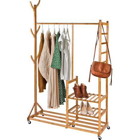 Holz Garderobenständer Rollgarderobe Garderobe Kleiderständer Nizza 100cm breit (1/5)