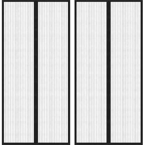 Rideaux de porte anti-insectes 2 pcs et aimants noir 220x110 cm (1/5)