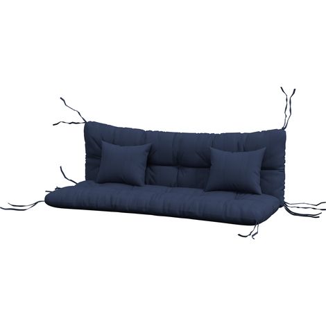 Set mit 4 Stuhlkissen, 150 x 50 cm, wasserdicht, mit Bändern, 10 cm dick, marineblau