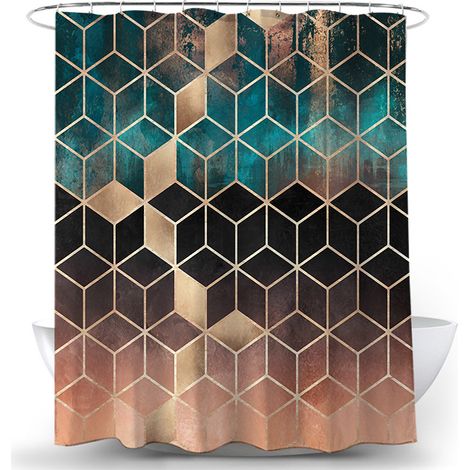 Duschvorhang 180 x 180 cm, schimmelresistent, wasserdichtes Polyestergewebe, waschbarer Duschvorhang fürs Badezimmer