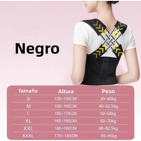 (Noir M) Ceinture correctrice de posture ajustable pour le dos et les lombaires (1/5)