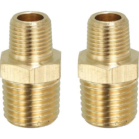 Raccord de Tuyau Hexagonal En Laiton Massif, Adaptateur de Filetage, 2 Pièces, Connecteurs de Ligne D'Eau Mâles 1/4" Npt X 1/8" Npt (1/5)