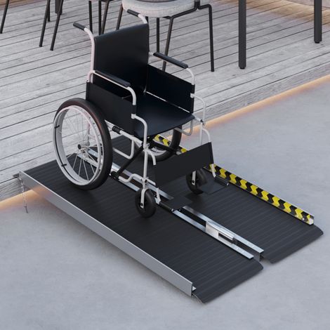 Rampe de fauteuil roulant pliable rampe de chargement sablage antidérapante conçu en alliage d'aluminium 122 x 73,6 centimètres noir