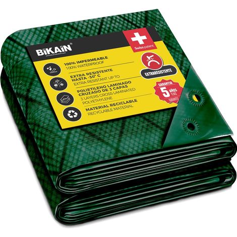 Bâche Extérieure Imperméable Verte 2 x 3 m 90 g/m² Renforcée (1/5)